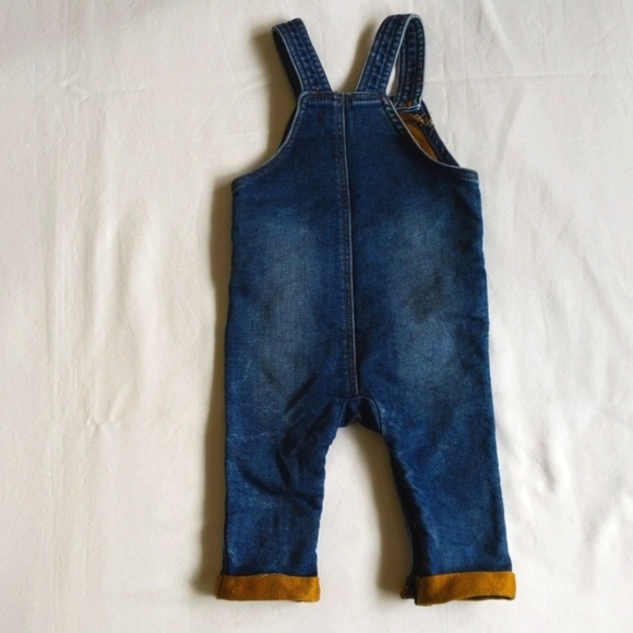 joe fresh stretch knit denim jeans overalls with rolled cuffs 6-12 months baby - Picture 8 of 11